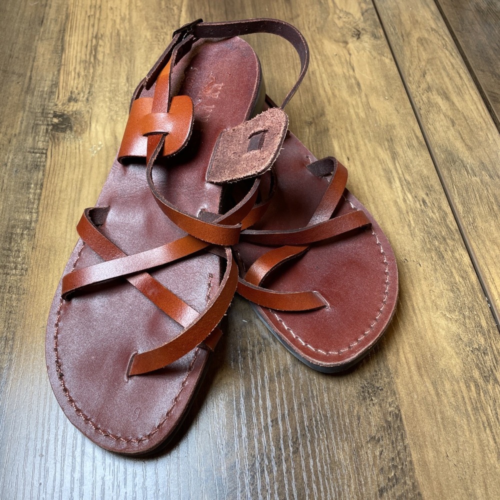 Camels Sandals Womens 40 / US 9 Brown Strappy Sandals Boho Hippie Leather